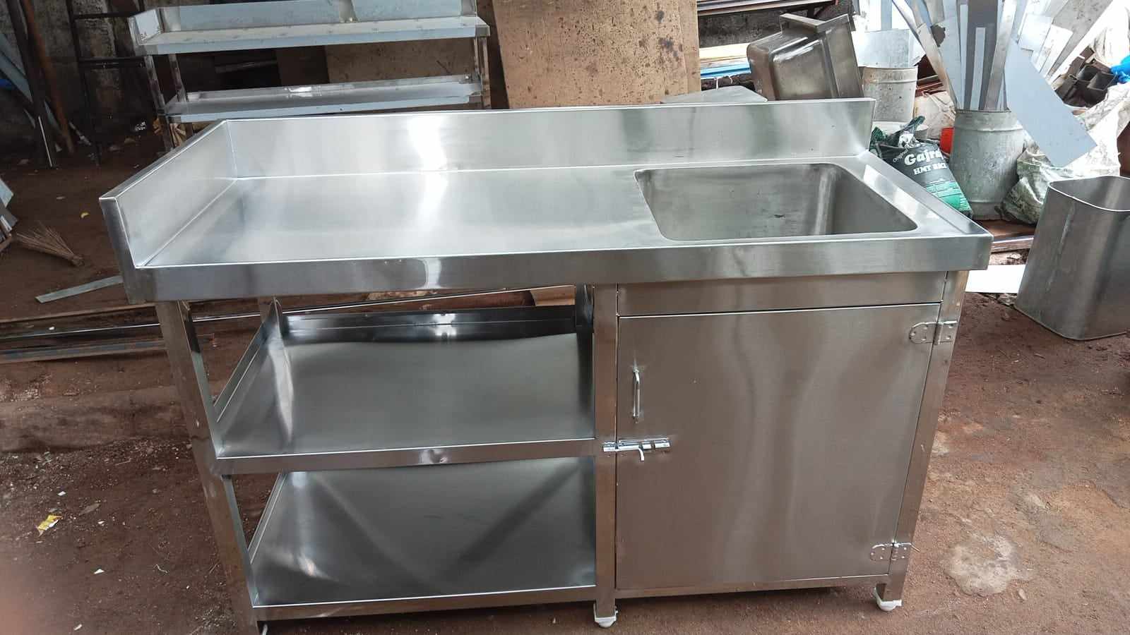 SS Single Bowl Sink Table with Cabinet