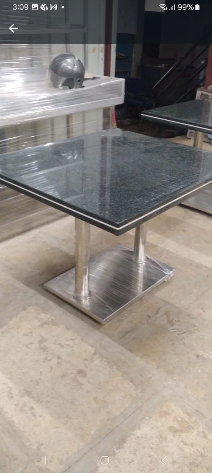 Stainless Steel Dining Table With Granite Top