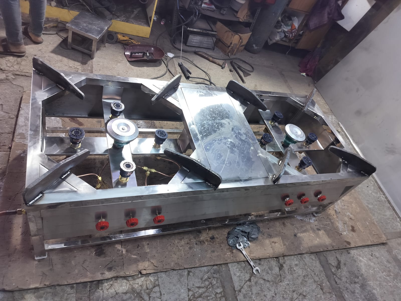 Stainless Steel Double Five Burner Biryani Cooking Range