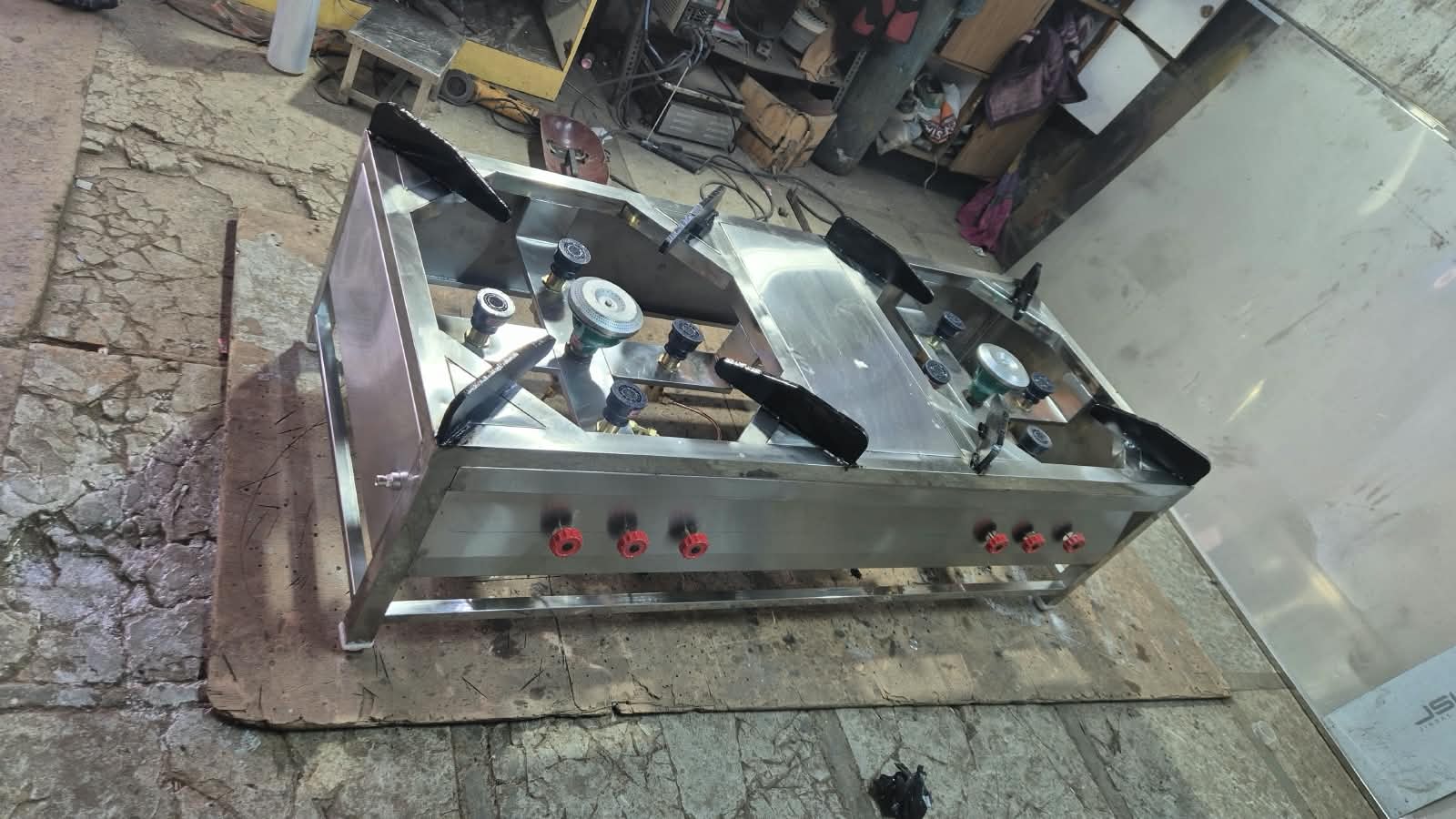 Stainless Steel Double Five Burner Biryani Cooking Range