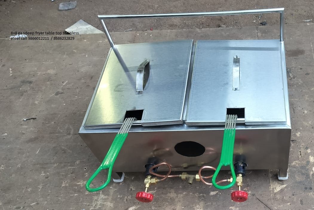 Stainless Steel Commercial Gas Deep Fryer 8 + 8 Liters