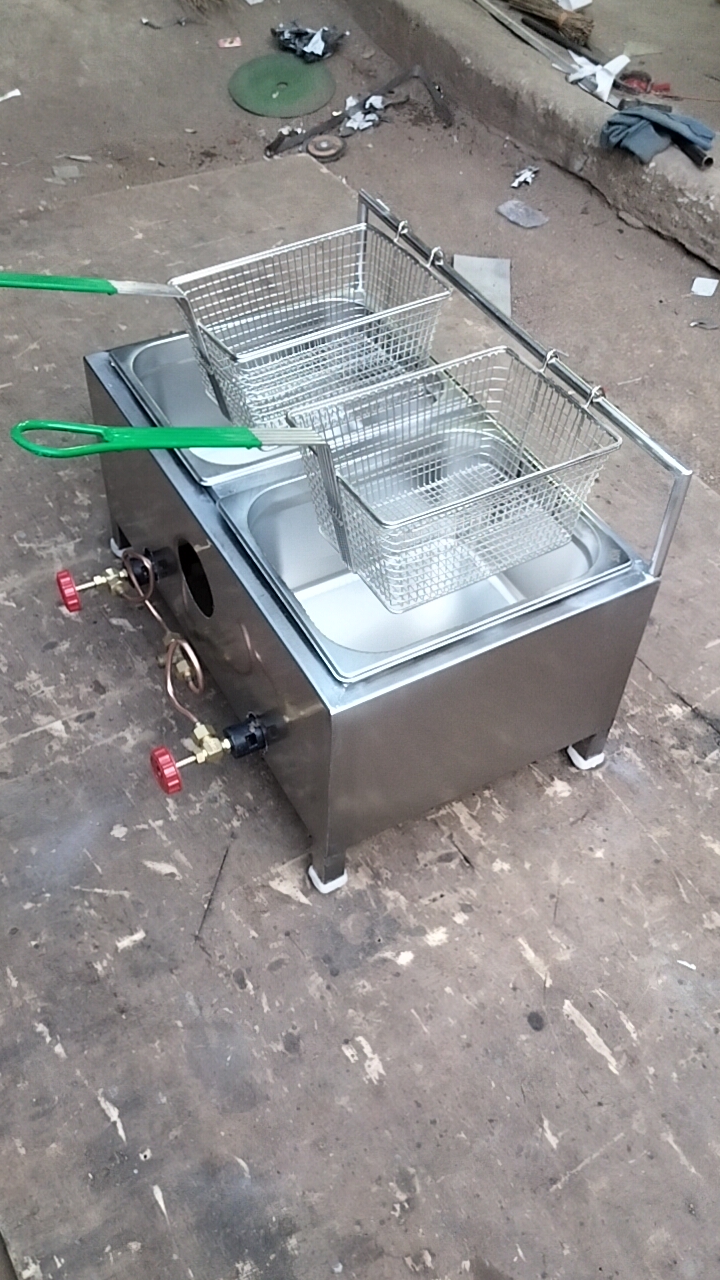 Stainless Steel Commercial Gas Deep Fryer 8 + 8 Liters