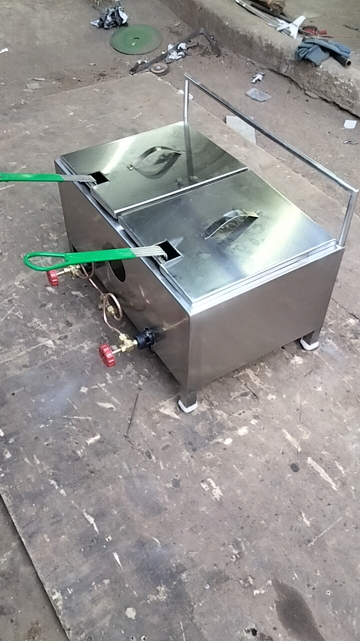Stainless Steel Commercial Gas Deep Fryer 8 + 8 Liters