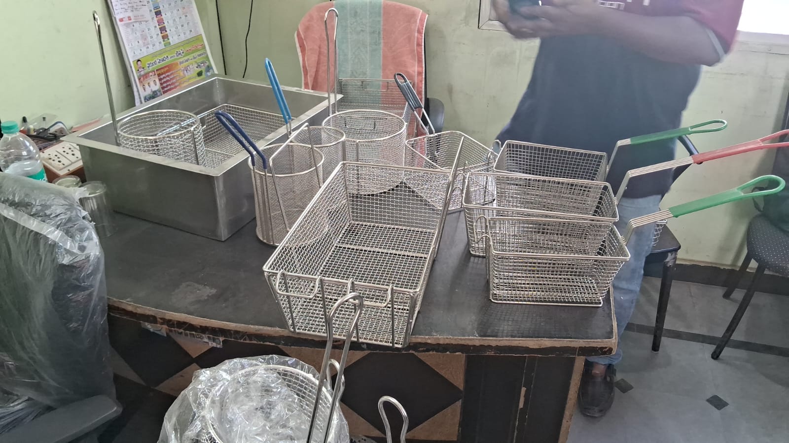 Stainless Steel Fried Chicken KFC Breading Basket Rectangle and Round