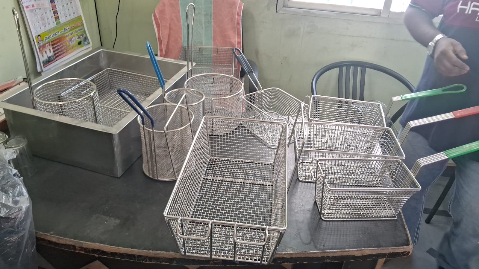 Stainless Steel Fried Chicken KFC Breading Basket Rectangle and Round