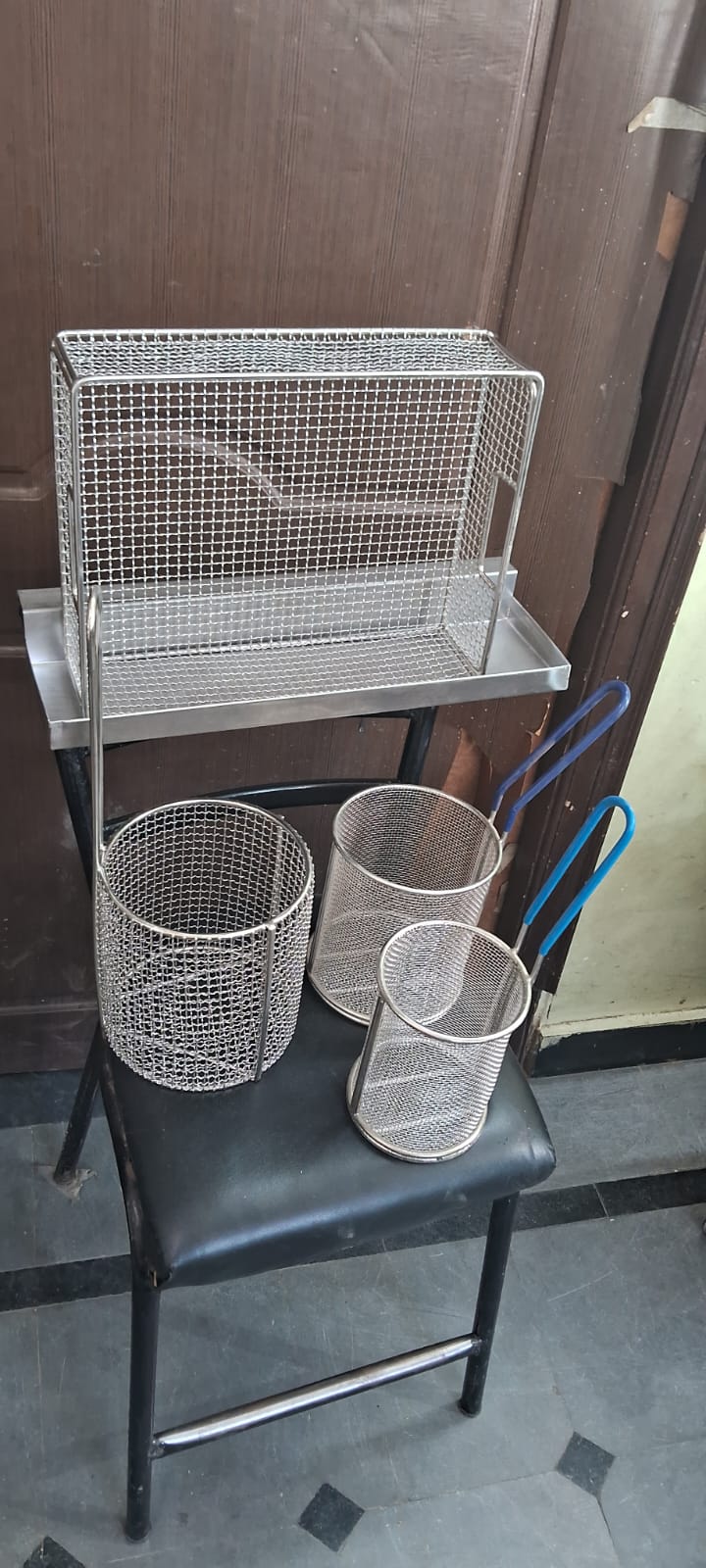 Stainless Steel Fried Chicken KFC Breading Basket Rectangle and Round