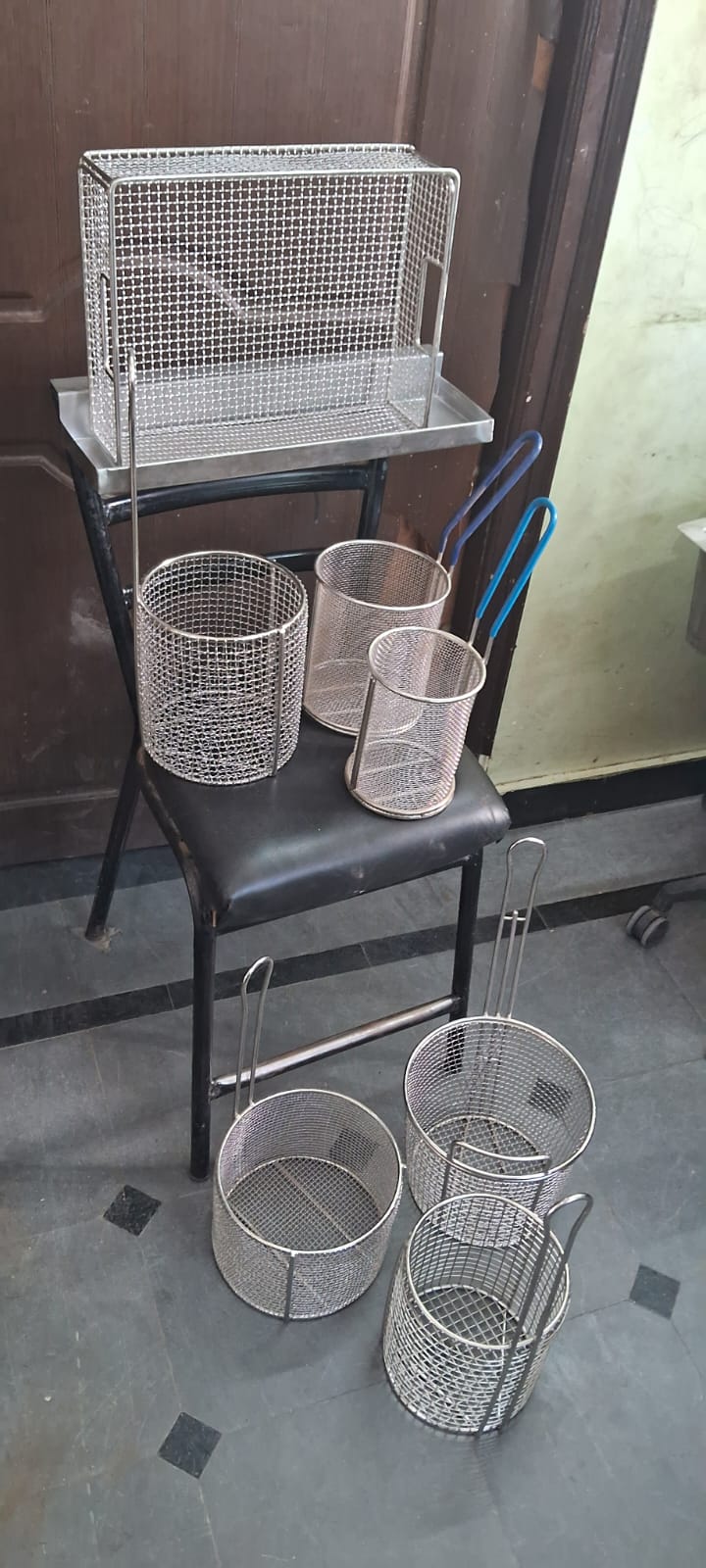 Stainless Steel Fried Chicken KFC Breading Basket Rectangle and Round