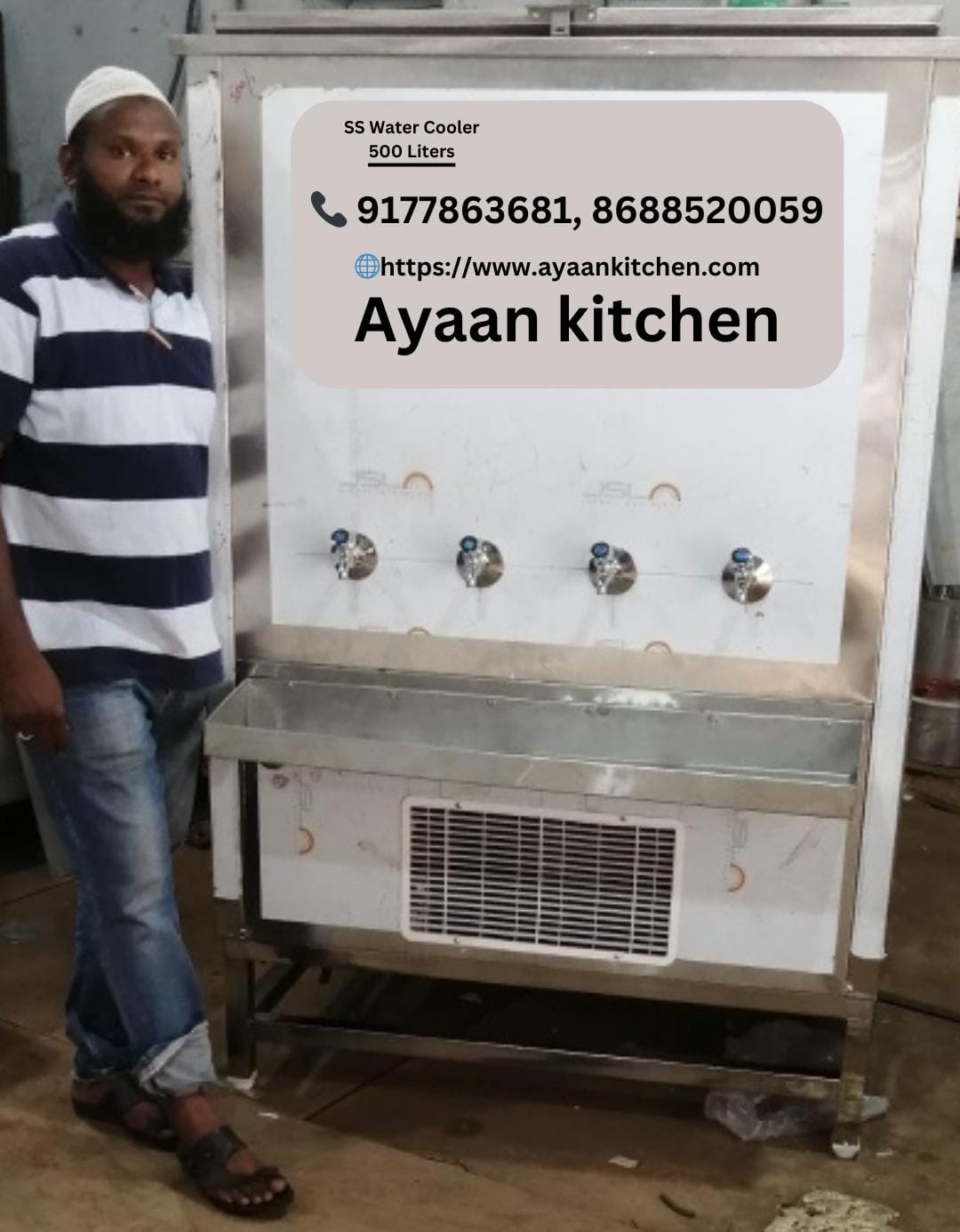 Stainless Steel Drinking Water Cooler 500 liters